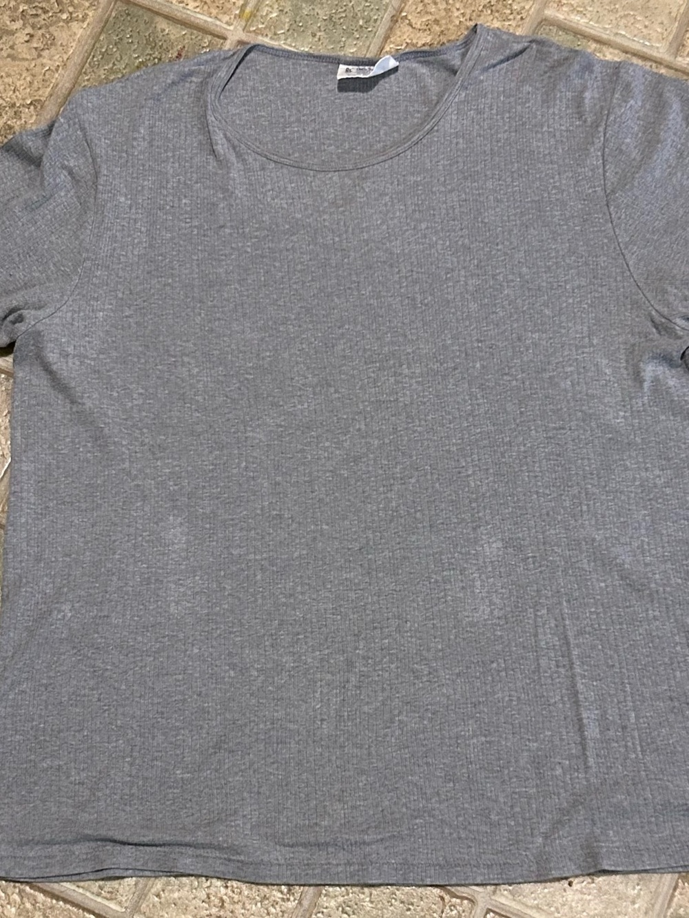 Structure Heather Gray Ribbed Short-Sleeve Tee